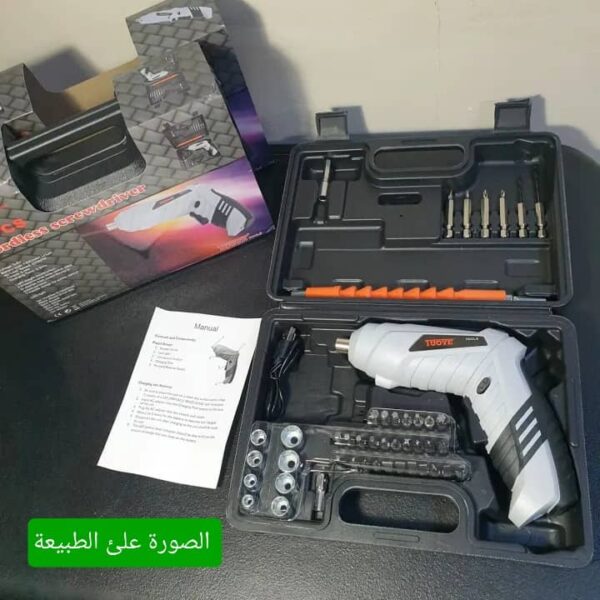 *دريل لاسلكي يعمل بالشحن الاصلي باإكثر من 40 قطعة*