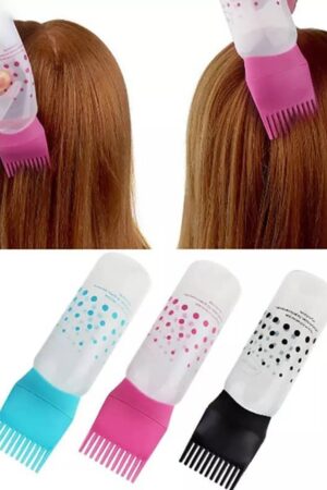 علبه مع مشط لتوزيع الزيت والصبغات والحناء على الشعر