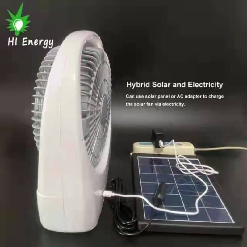 مروحة محمولة مع ضوء LED ، 6 في 1 ، تعمل بالطاقة الشمسية ، - الصورة 2