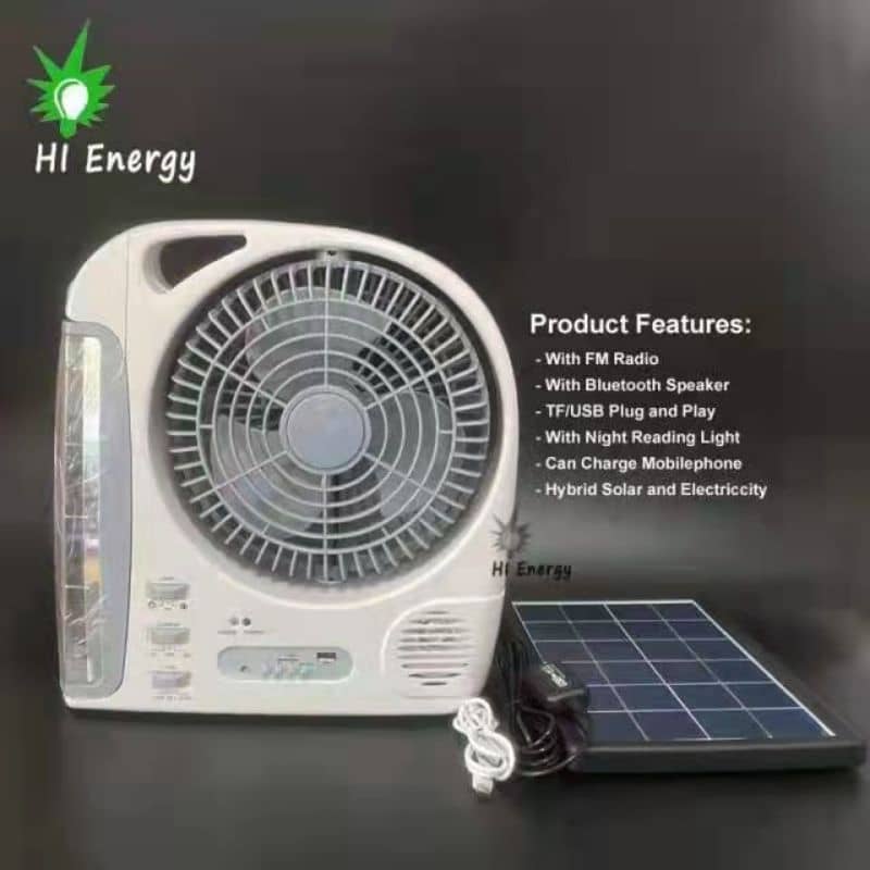 مروحة محمولة مع ضوء LED ، 6 في 1 ، تعمل بالطاقة الشمسية ، - الصورة 4